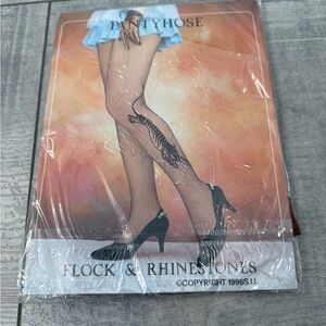 New Flock and Rhinestones Tiger Pantyhose Hibaly Vintage Style Size Queen